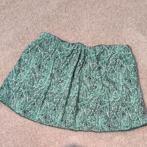 Anthropologie Green Leaf Pattern Strapless Top Size Large